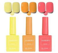 Shein Set de 3 esmaltes de gel de 15ml con aroma a cítricos de verano, amarillo limón, naranja brillante y coral, colores de vitamina C solar, para manicura