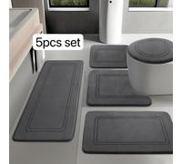 Shein Set de 3 grandes alfombrillas de baño absorbentes súper densidad 25D de esponja marina, alfombrillas de baño antideslizantes, ultra suaves y cómodas,