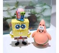 Shein Set de 3 minifiguras de alta calidad de personajes de dibujos animados Kawaii de Bob Esponja y amigos, de PVC sólido, coleccionables de anime, regalos