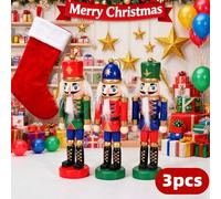 Shein Set de 3 Minifiguras de Soldados Cascanueces 12.5cm, Diseño Navideño Clásico, Acabado Premium Detallado - Ideal para Decoración del Hogar, Árbol de Na