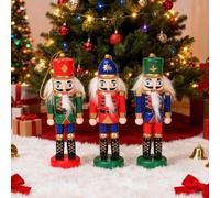 Shein Set de 3 Minifiguras Soldados Cascanueces 12.5cm | Acabado Premium, Navideño | Ideal para Vitrina de Decoración, Mesa de Comedor y Regalos Festivos