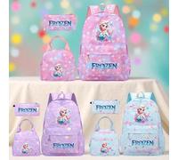 Shein Set de 3 mochilas de Frozen - Diseño lindo de Elsa, de nailon elegante con correas ajustables, cierre con cremallera, compartimento para tableta - Inc