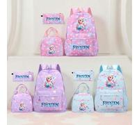 Shein Set de 3 mochilas de Frozen - Estampado lindo de Elsa, nailon elegante con correas ajustables, cierre con cremallera, compartimento para tableta - Inc