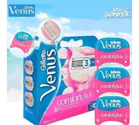 Shein Set de 3 paquetes de cuchillas de repuesto para mujeres Gillette Venus Comfort Glide con té blanco, cuchillas de 3 capas para un afeitado suave, adecu