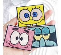 Shein Set de 3 parches autoadhesivos de planchar con diseño de Bob Esponja, un regalo ideal para el Día de San Valentín o para volver al colegio. Pueden usa
