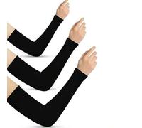 Shein Set de 3 pares de mangas de protección solar de tela negra para mujer, para el verano