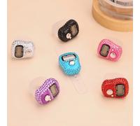 Shein Set de 3 piezas - 1 anillo de dedo decorado con rhinestones contador digital, contador de clics manual portátil, contador manual de mano mini, adecuad