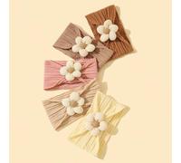 Shein Set de 3 piezas/5 piezas Diademas florales para bebé, accesorios de pelo de nailon de ala ancha para bebés niñas recién nacidos, ideal para el Día de