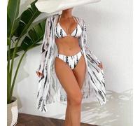 Shein Set de 3 piezas Bikini sexy estampado para mujeres, trajes de baño de verano de gran