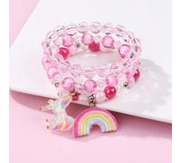 Shein Set de 3 piezas con brazalete de resina con caballo y cuentas acrílicas de colores, accesorios de joyería para niñas