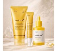 Shein Set de 3 piezas de ácido kójico y cúrcuma: sérum de niacinamida, gel para ojos y mascarilla de noche: iluminador, hidratante y antimanchas.