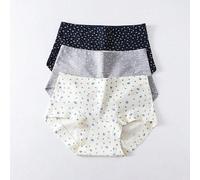 Shein Set de 3 piezas de bragas de mujer con estampado de corazones de algodón, ropa interior suave y cómoda, talla grande, sin costuras