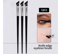 Shein Set de 3 piezas de brochas para delineador y sombra de ojos - Brocha en forma de hoz ultra delgada y angulada para aplicación de maquillaje de pestaña