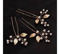 Shein Set de 3 piezas de Elegantes Pasadores de Cabello de Novia con Hojas de Aleación y Perlas Hechos a Mano para Accesorios de Boda y Día de San Valentín