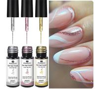 Shein Set de 3 piezas de esmalte de uñas en gel metálico, pintura en espejo súper brillante Y2K de color plata, oro y rosa para francesas, diseños de uñas,
