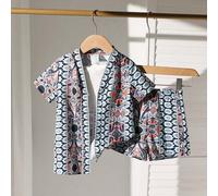 Shein Set de 3 piezas de estilo casual y de moda para niña bebé que incluye camiseta de manga corta, pantalones cortos y chaleco en estilo arte pop, para pr