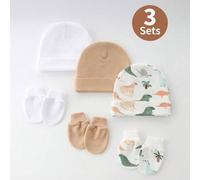Shein Set de 3 piezas de gorros para bebé recién nacido de 0-3M, suaves y amigables con la piel, gorro de temporada y gorro de hospital para uso diario