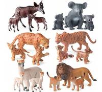 Shein Set de 3 piezas de juguetes de modelos de animales salvajes, incluyendo alpaca, okapi, koala, león, tigre y guepardo. Juguetes educativos cognitivos p