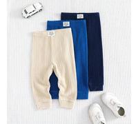 Shein Set de 3 piezas de leggings casuales suaves de punto con parche decorativo para bebé niño con cintura elástica
