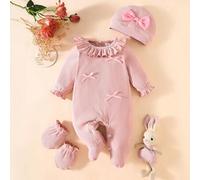 Shein Set de 3 piezas de ropa de bebé niña recién nacida para otoño, que incluye un mono estilo princesa, un mono y un body para 0-3 meses