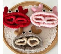 Shein Set de 3 piezas Diadema de felpa coral con cangrejo de ojos grandes 3D, diadema suave de peluche para quitar el maquillaje, accesorio versátil para el
