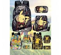 Shein Set de 3 piezas Mochila tipo Stitch de Pokémon para la escuela, que incluye mochila, bolsa de almuerzo y estuche para lápices con estampado del cielo