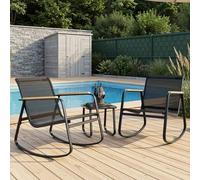 Shein Set de 3 piezas para balcón de tela Textilene - 2 mecedoras y 1 mesa, con marco de metal resistente y tiras antideslizantes, adecuado para terraza, ba