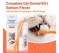 Shein Set de 3 piezas para el cuidado oral de gatos: Pasta de dientes con enzimas de salmón, cepillo de dientes de cerdas suaves y cepillo de silicona para