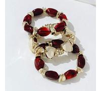 Shein Set de 3 piezas Pulsera vintage bohemia de múltiples capas con cuentas, pulsera con pepitas de oro para mujeres y parejas, de lujo y alta gama para fi