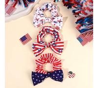 Shein Set de 3 Scrunchies para el cabello con estampado de estrellas y rayas patrióticas estadounidenses para el 4 de julio, Día de la Independencia y el Dí