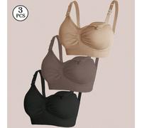 Shein Set de 3 sujetadores de maternidad de nailon, sujetadores de lactancia con broche delantero, ropa interior de maternidad con elevación y soporte inalá
