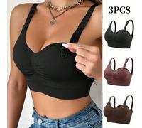 Shein Set de 3 sujetadores de maternidad sin aros, de unicolor y cómodos, con tirantes de espagueti