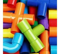 Shein Set de 30 piezas de bloques de construcción de tuberías de agua en colores aleatorios, juguete de rompecabezas de ensamblaje para niños, juego creativ