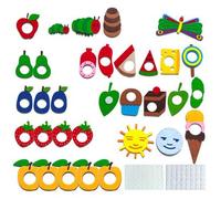 Shein Set de 33/35 piezas del ciclo de vida de la oruga - Set de la Oruga Hambrienta, hecho de fieltro, muy adecuado para interacción en el aula/hogar, rega
