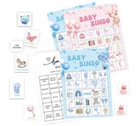 Shein Set de 33 piezas, Fiesta de Baby Shower rosa y azul, Set de 24 tarjetas de bingo, decoraciones y juegos para revelación de sexo, gran regalo para nuev