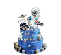 Shein Set de 34 piezas de decoradores de tarta espaciales, incluyendo figuras de astronautas, planetas, cohetes, perlas falsas y estrellas para decorar past