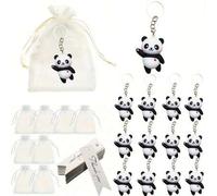 Shein Set de 36 llaveros de panda lindos con etiquetas de agradecimiento y bolsas de regalo - perfecto para fiestas de cumpleaños, recuerdos de graduación y