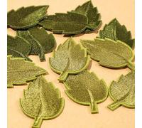 Shein Set de 4/12 piezas de parches bordados de hierro con hojas en miniatura, hermosos surtidos de parches de bordado de hojas verdes para manualidades, re