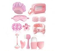 Shein Set de 4/5/10/12 piezas de herramientas de cuidado y masaje facial - Incluye tabla Gua Sha, rodillo facial, bandeja de cubitos de hielo, cepillo de li