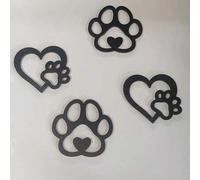 Shein Set de 4 adornos de madera con diseños de huellas de animales y en forma de corazón - Kit de manualidades DIY para amantes de las mascotas, adecuado p