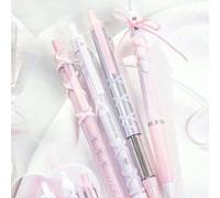 Shein Set de 4 bolígrafos de gel con cinta suave, estilo ballet, de 0.38mm/0.5mm, con tinta negra de secado rápido, para escribir, regalo para volver a la e