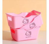 Shein Set de 4 cajas de almacenamiento de escritorio de plástico de Hello Kitty de Sanrio, cajas de almacenamiento multifuncionales de la marca Sanrio, adec