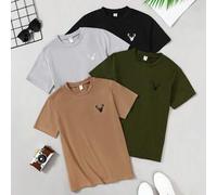 Shein Set de 4 camisetas de manga corta para niño preadolescente, casual y versátil para uso en exteriores e interiores. Explora el nuevo reino de la moda c