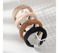 Shein Set de 4 diademas/vinchas/aros para el cabello de unicolor, de tela ancha y con nudo, accesorios de moda para mujer que combinan con todo