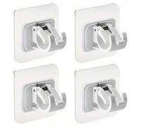 Shein Set de 4 ganchos transparentes para barra de cortina de material PC, soporte adhesivo sin perforación, barra transversal para cortina de puerta telesc
