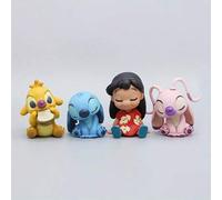 Shein Set de 4 mini figuras de Disney - Lilo, Stitch, Angel, Stitch - Juguetes de personajes de dibujos animados lindos para que los fanáticos coleccionen