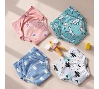 Shein Set de 4 pantalones de entrenamiento para ir al baño lavables para bebés y niños pequeños, ropa interior de pañal transpirable, pantalones de aprendiz