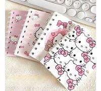 Shein Set de 4 piezas/1 pieza Cuaderno de espiral Sanrio Hello KT - Tamaño A7 - Diario grueso con diseño de dibujos animados, diseño simple, páginas interio