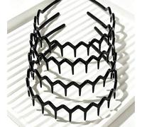 Shein Set de 4 piezas/1 pieza de diademas negras brillantes antideslizantes, diademas de dientes ondulados de moda, diademas para el cuidado de la piel en e