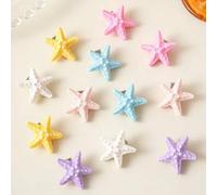 Shein Set de 4 piezas/12 piezas de pinzas para el cabello con forma de estrella de mar de estilo veraniego fresco, pinzas de garra de estilo Ins para vacaci